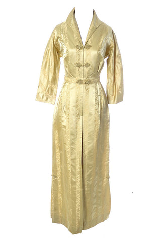 1950s Gold Satin Vintage Hostess Gown - Dressing Vintage