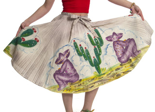 Hand Painted Vintage Mexican Skirt with sequins - Dressing Vintage