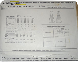 1950s Vintage Dress Pattern McCall's 3189 32B UNCUT - Dressing Vintage