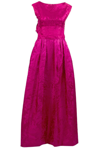 1950s Vintage Raspberry Pink Satin Evening Gown Paris - Dressing Vintage