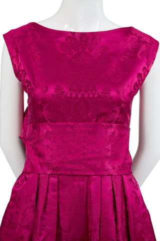 1950s Vintage Raspberry Pink Satin Evening Gown Paris - Dressing Vintage