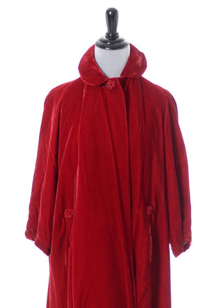 1950s Vintage Red Velvet Coat with Ivory Silk Lining - Dressing Vintage