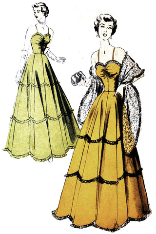 Advance 5048 Vintage 1940s Evening Dress Pattern 32B - Dressing Vintage