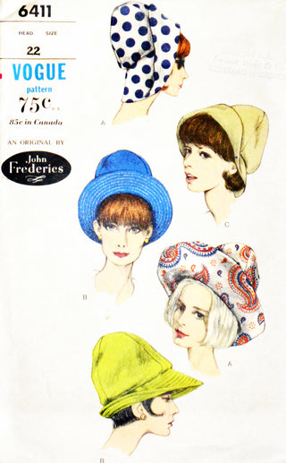 Vintage Vogue 6411 pattern John Frederics 1960s hats - Dressing Vintage
