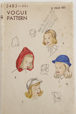 Vogue 2483 Vintage Girls Hat Sewing Pattern 21