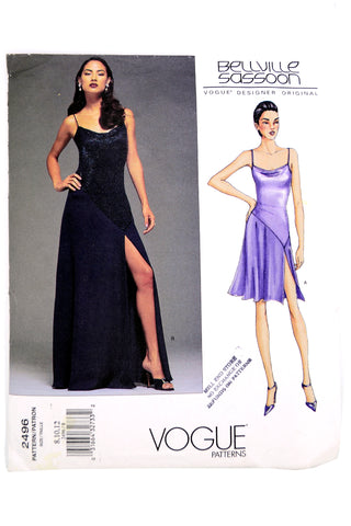 Uncut 2001 Vogue 2496 Designer Bellville Sassoon Vintage slip Dress Pattern