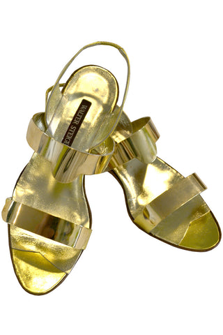 Amazing Gold Metal Walter Steiger Vintage Sandals 10 B - Dressing Vintage