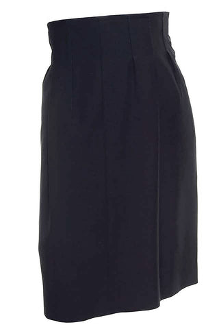 Yves Saint Laurent Vintage High Waist Black Wool Slim Skirt
