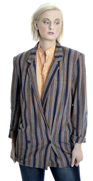 1980s Designer Willi Smith Willi Wear Vintage Blazer Jacket Stripes - Dressing Vintage