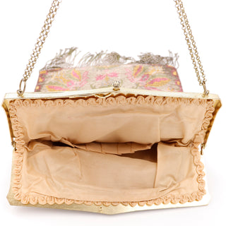 1910s Vintage Beaded Handbag w Steel Beads & Decorative Gold Gilt Frame Fully lined