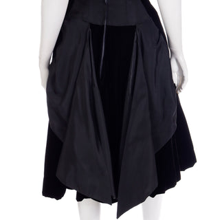 1950s Black Velvet & Satin Full Skirt Evening Dress