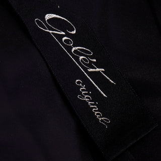 1960s Golet Original Black Coat W Faux Lambswool Trim & Rhinestone Buttons USA Size SM