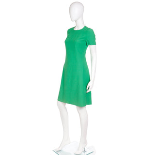 Italian 1960s Vintage Guido Ruggeri Green Short Sleeve Day Dress