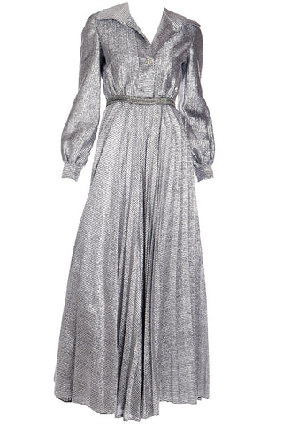 1970s Silver Lurex Sparkle Palazzo Pant Jumpsuit Evening Gown Dress Alternative 