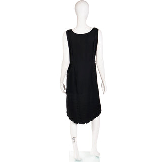 1950s French Little Black Dress With Unique Cutwork Pleats