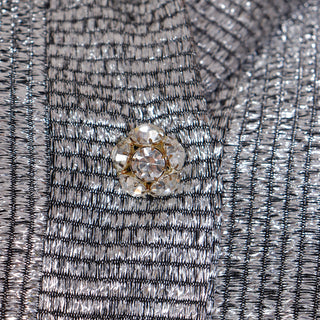 1970s Silver Lurex Sparkle Palazzo Pant Jumpsuit Evening Dress Alternative w/ Rhinestones