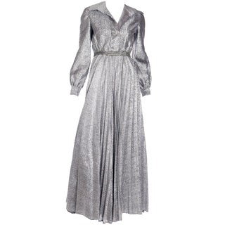 1970s Silver Lurex Sparkle Palazzo Pant Jumpsuit Evening Dress Alternative