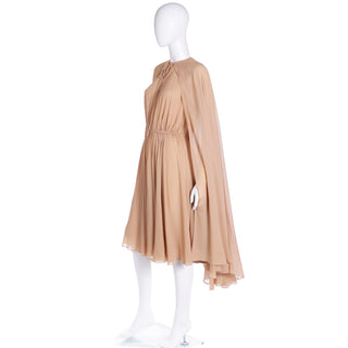 1975 Halston Silk Halter Dress & Cape Vintage Ensemble