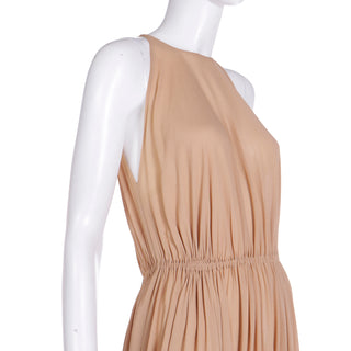 1975 Halston Vintage Halter Dress & Cape Evening Gathered Silk Ensemble