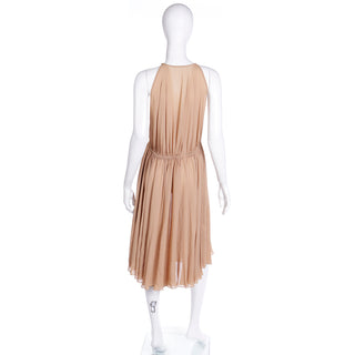 1975 Halston Vintage Halter Silk Dress & Cape Evening Ensemble