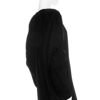 1980s Norma Kamali Black Velvet Sweatshirt Style Oversized Vintage Dress