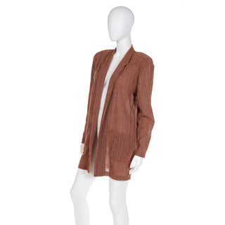 Norma Kamali Vintage Rust Brown Windowpane Check Cotton Jacket