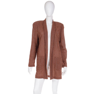 Norma Kamali Vintage Rust Brown Windowpane Check Cotton Jacket