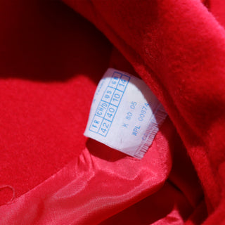 1980s Patrick Kelly Red Double Breasted Cashmere Blend Jacket Labeled US 10