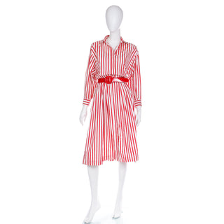 Vintage Ralph Lauren shirtdress with red and white striped cotton day dress