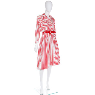 Vintage Ralph Lauren shirtdress day dress with red and white stripes