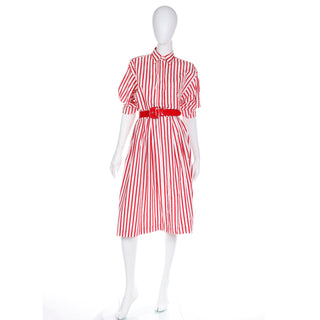 1980s Ralph Lauren vintage shirtdress with red and white stripes