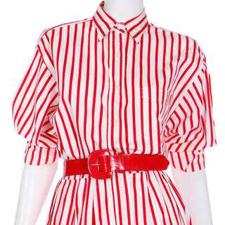 Vintage Ralph Lauren shirt dress with red and white stripes