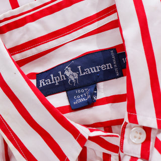 Vintage Ralph Lauren cotton shirtdress with red and white stripes
