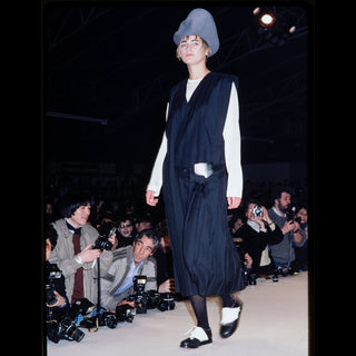 Fall Winter 1985 Comme des Garcons Pleated Black Wool Dress Runway