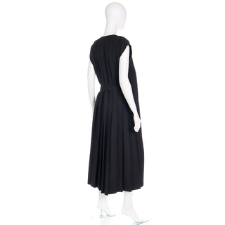 F/W 1985 Comme des Garcons Pleated Black Wool Long Dress
