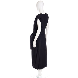 Fall Winter 1985 Comme des Garcons  Long Pleated Black Wool Dress