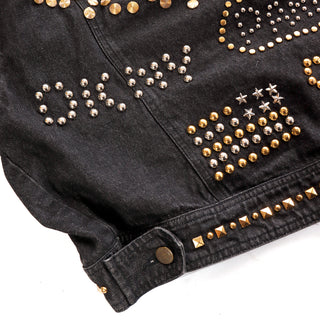 Vintage Donna Karan DKNY Novelty Studded Black Jean Jacket