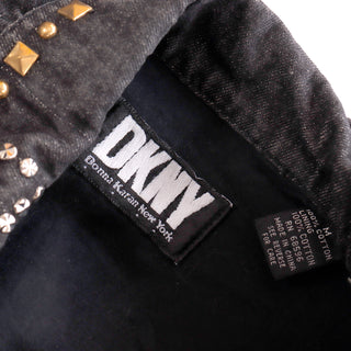 1980s Donna Karan Lined Denim Jacket with Gold and Silver Studs
