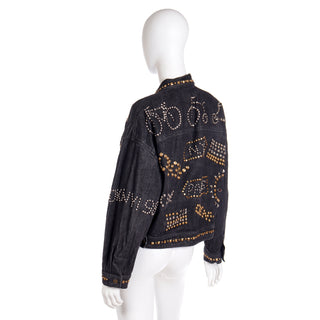 1989 Donna Karan DKNY Novelty Studded Black Jean Jacket