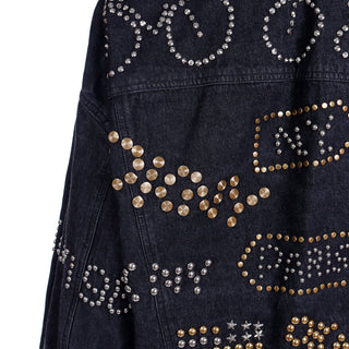 DKNY Studded Vintage Denim Jacket with Novelty NY PARIS studs