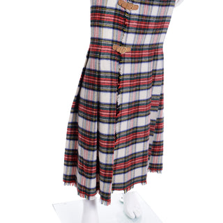 F/W 1989 Isaac Mizrahi Extreme Kilt Long Dress with Pleated Flared Hem