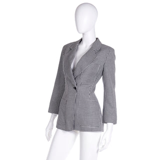 1990s Isaac Mizrahi Vintage Black and White Checked Blazer Jacket