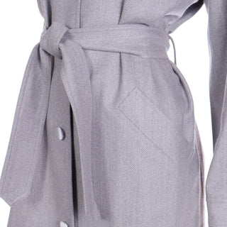 1990s Isaac Mizrahi Grey Wool Collared Jacket w Belt