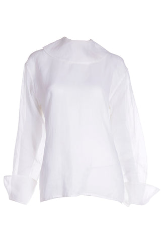 1990s Isaac Mizrahi White Organza Cotton Blouse