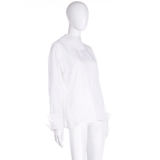 1990s Isaac Mizrahi White Organza Cotton Blouse