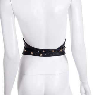 1992 Isaac Mizrahi Black Luxe Leather Studded Statement Belt