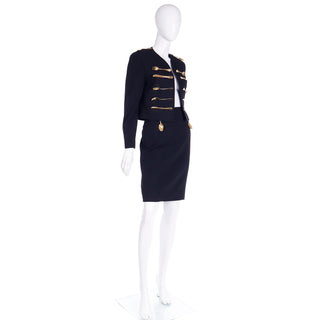 1994 Moschino Couture Repetita Juvant Forks Knives & Spoon Dinner Skirt Suit