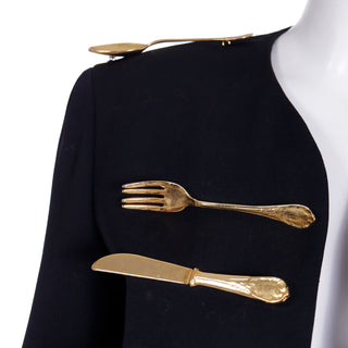 1994 Moschino Couture Repetita Juvant Forks Knives & Spoon Dinner Suit