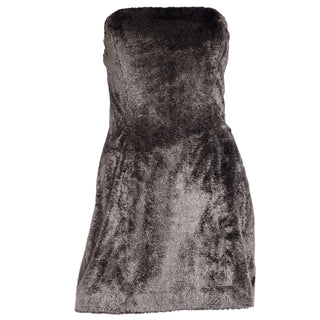 Fall Winter 1994 Isaac Mizrahi Faux Fur Strapless Runway Dress 