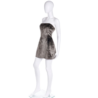 F/W 1994 Unzipped Isaac Mizrahi Faux Fur Strapless Runway Dress